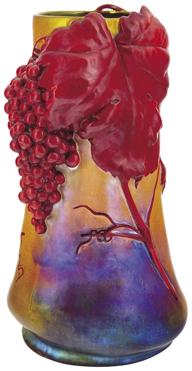 Zsolnay Vase with Grape decor, Zsolnay, 1900