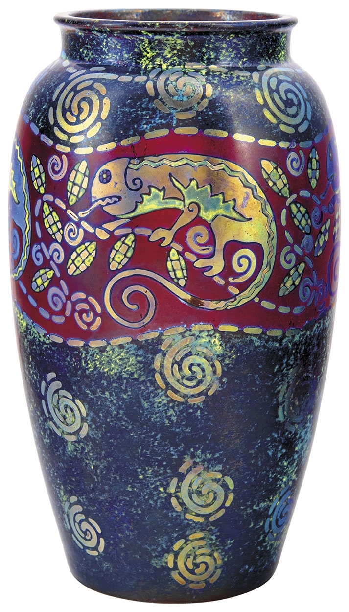 Zsolnay Vase with Chameleon decor, Zsolnay, 1914
