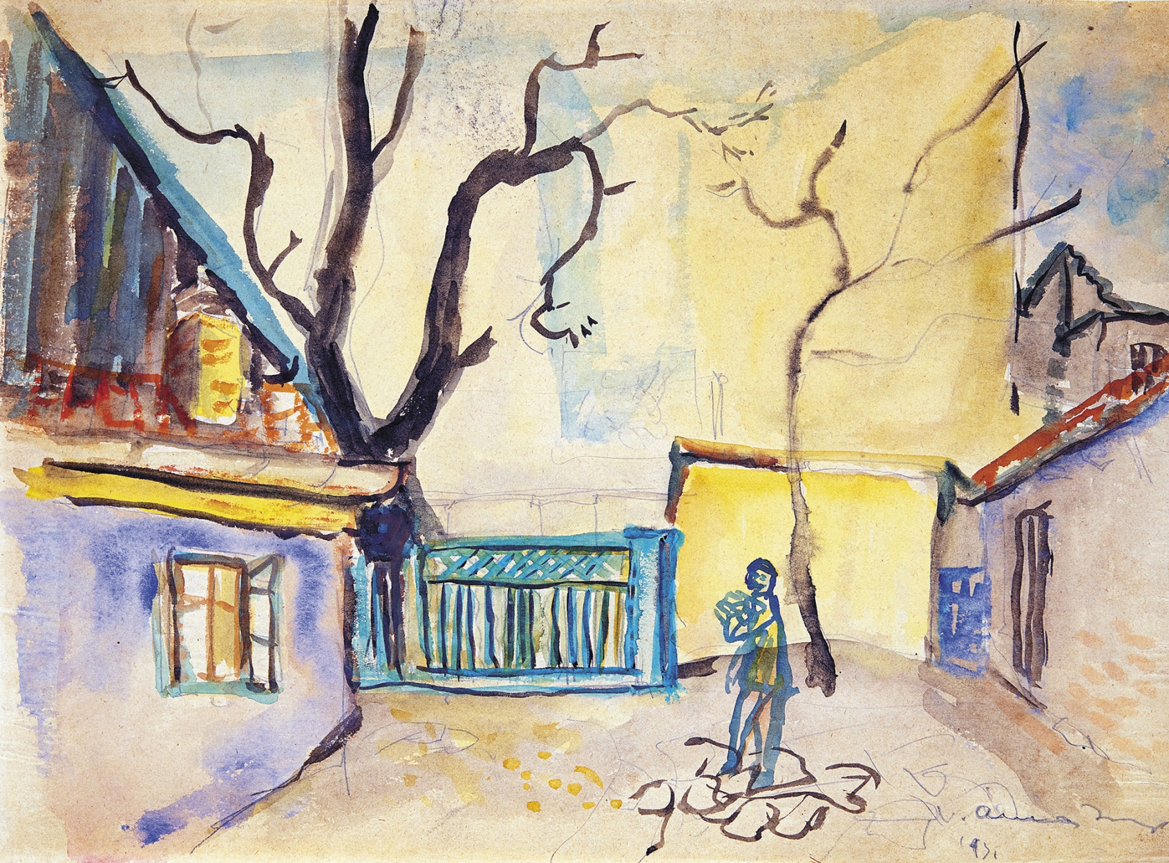Ámos Imre (1907-1944) Kid in the Courtyard, 1931