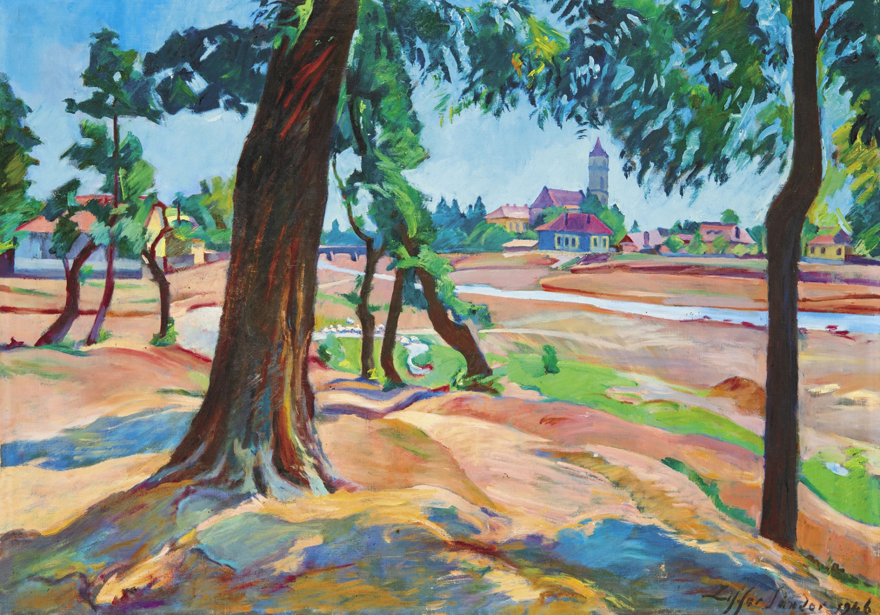 Ziffer Sándor (1880-1962) View of Nagybánya (Baia Mare), 1946