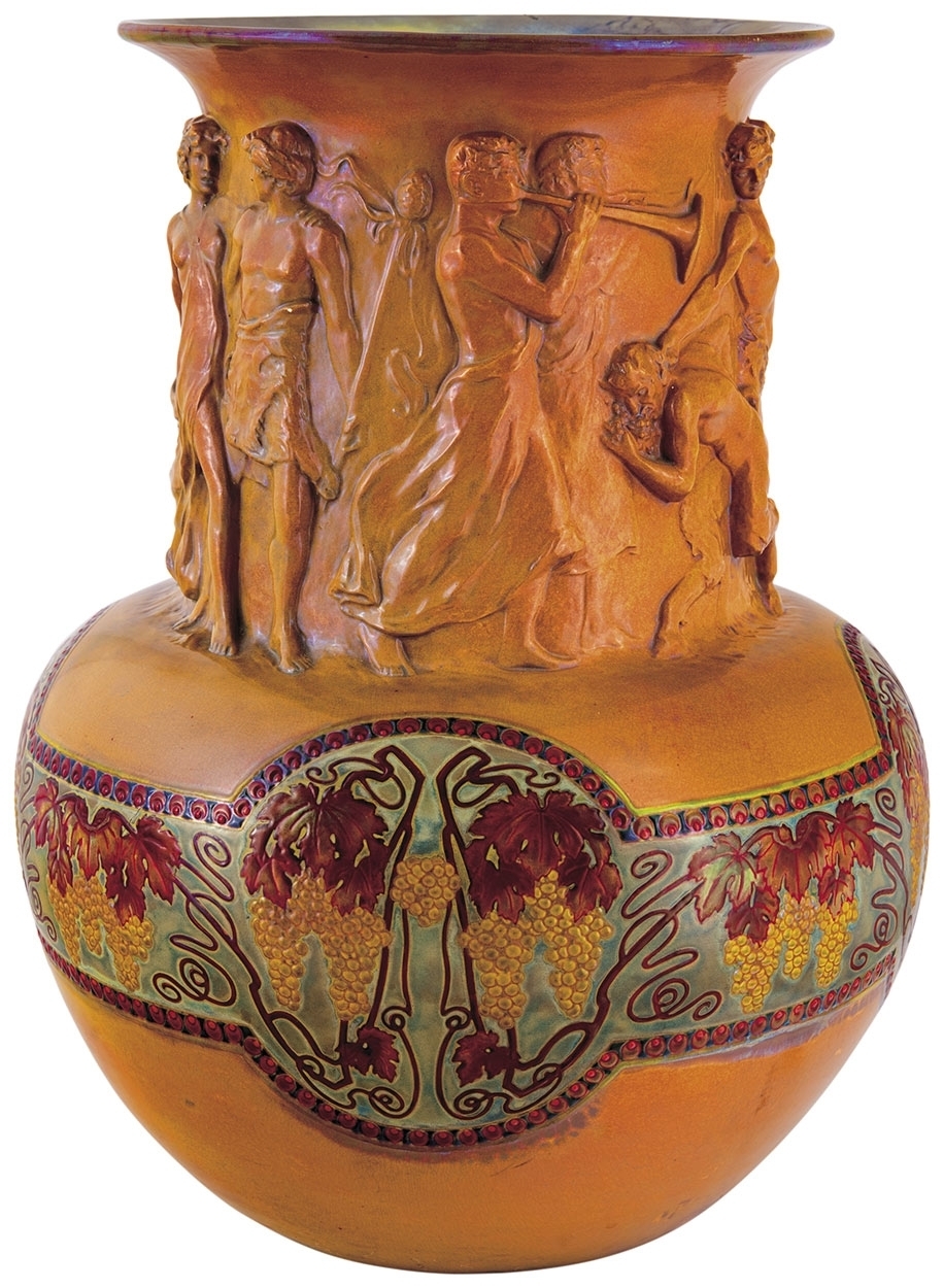 Zsolnay Floor vase with Bacchanalia scene, Zsolnay, 1903