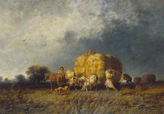 Munkácsy Mihály (1844-1900) Leaning hay-cart, 1868 (The hay-cart)