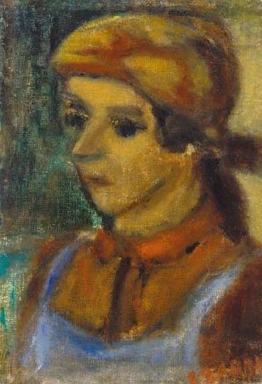 Czóbel Béla (1883-1976) Fejkendős lány