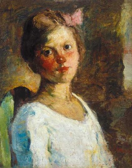 Koszta József (1861-1949) Girl with ribbon