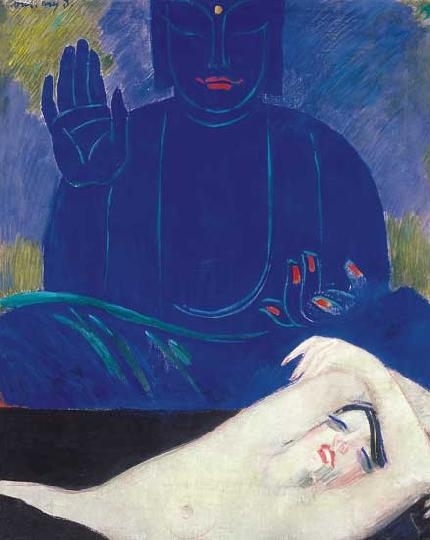 Vaszary János (1867-1939) Nude with Buddha, around 1926