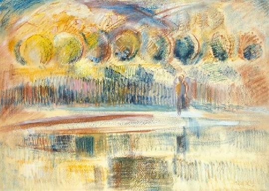 Egry József (1883-1951) Landscape at Lake Balaton with trees, around 1938-40