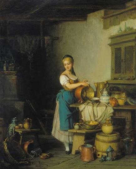 Kern Hermann Ármin (1838-1912) Kitchen interior (peasant kitchen), 1878