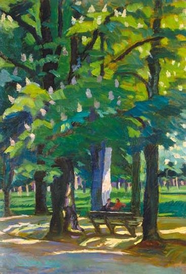 Ferenczy Valér (1885-1954) Parkban üldögélők