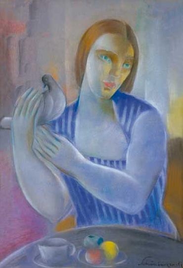 Schönberger Armand (1885-1974) Lady with a dove