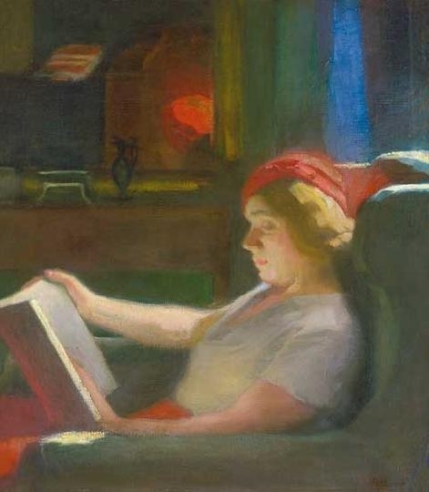 Réti István (1872-1945) Woman reading (Portrait of the artist's wife), 1933