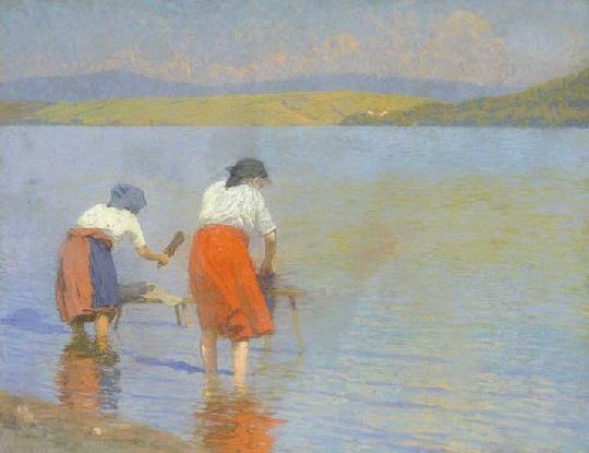 Poll Hugó (1867-1931) On the shore of the Lake Balaton