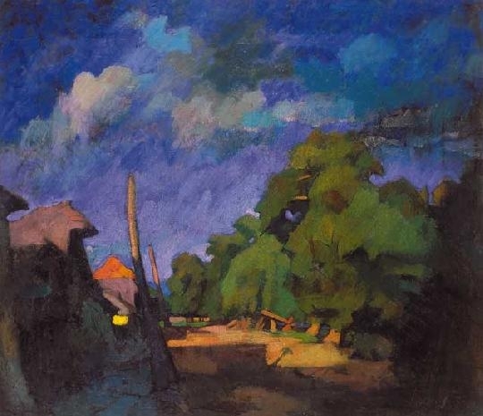 Nagy Oszkár (1883-1965) Nagybányai utca fény-árnyékban