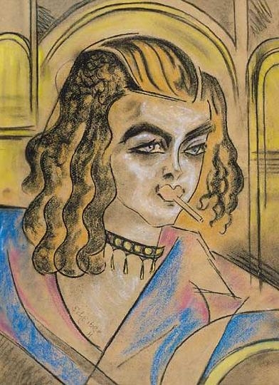Scheiber Hugó (1873-1950) Smoking lady
