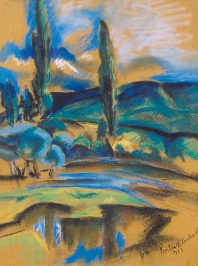 Perlrott-Csaba Vilmos (1880-1955) Landscape with hills, 1923