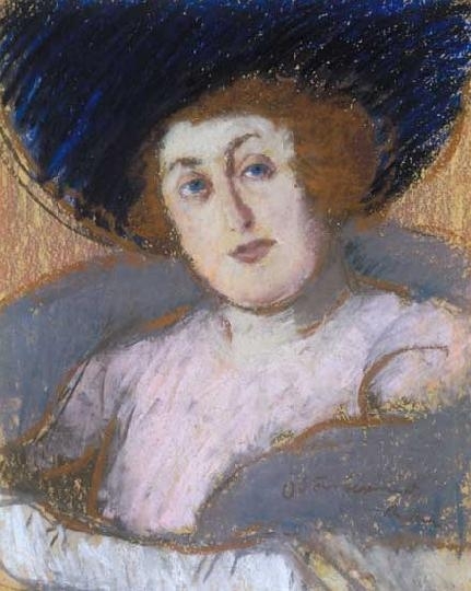 Rippl-Rónai József (1861-1927) Woman wearing blue hat