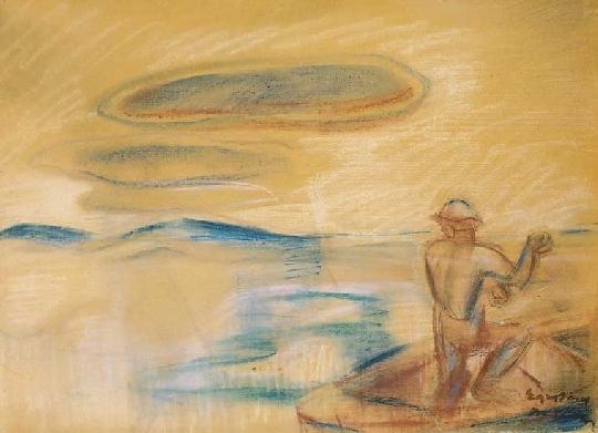 Egry József (1883-1951) Angler on Lake Balaton