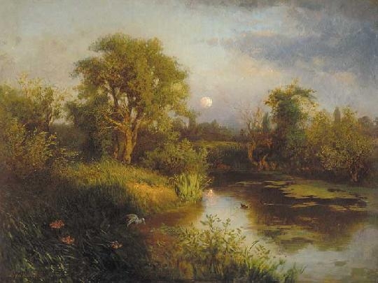 Brodszky Sándor (1819-1901) Sunset by the brook