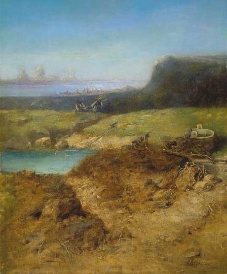 Deák Ébner Lajos (1850-1934) Rőzsegyűjtők a folyóparton