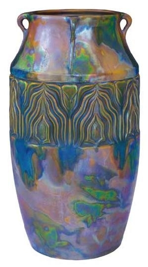 Zsolnay Vase with a relief around and with handles, Zsolnay, around 1904