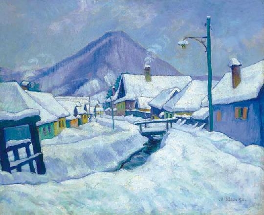 Kádár Géza (1878-1952) Street in Nagybánya covered by snow