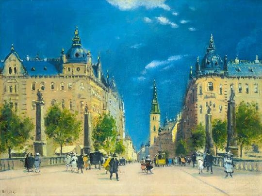 Berkes Antal (1874-1938) Walking in the city