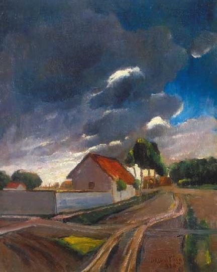 Ilosvai Varga István (1895-1978) Storm-clouds above the village, 1930