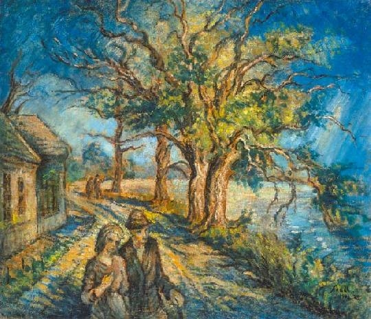Schadl János (1892-1944) Walk on the lake-shore in Tata, 1942