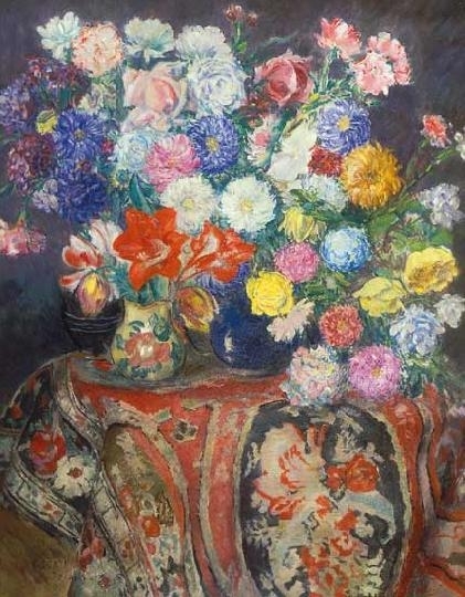 Csók István (1865-1961) Still life with table and spring flowers, 1914