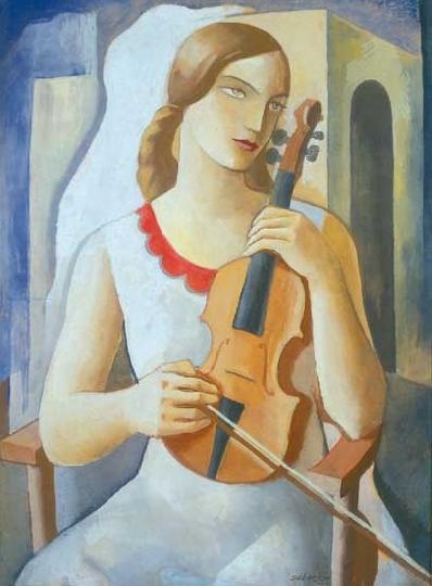 Gábor Jenő (1893-1968) Nő hegedűvel, 1933