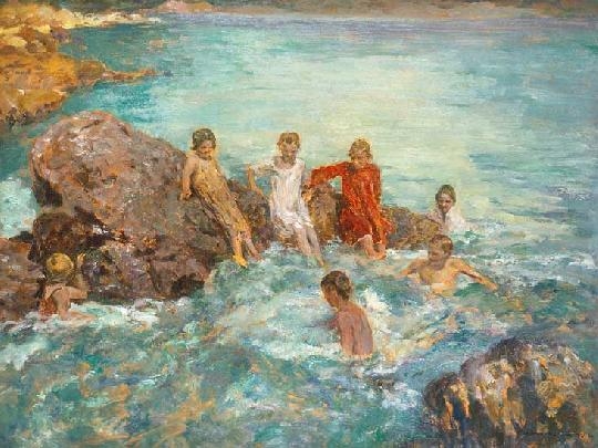 Magyar Mannheimer Gusztáv (1859-1937) Bathing children