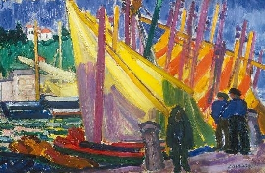 Vaszary János (1867-1939) Boats in Piran, 1927