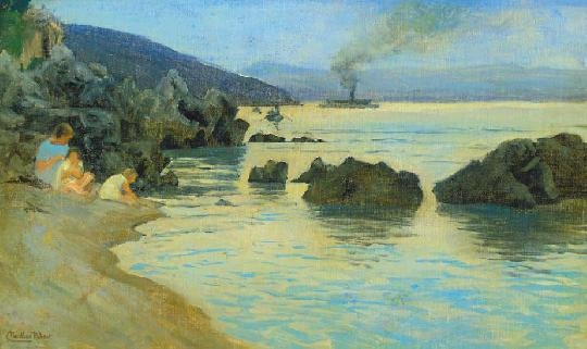 Nádler Róbert (1858-1938) Idyll by the water
