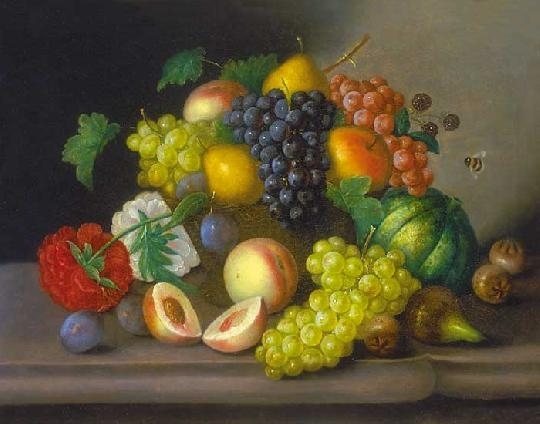 Indrikovics Iván (1820k-?) Still life with fruits