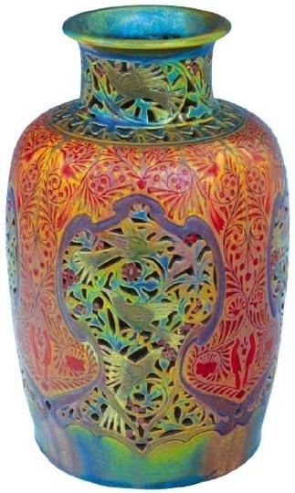 Zsolnay Áttört, kettős falú váza, Zsolnay, 1906