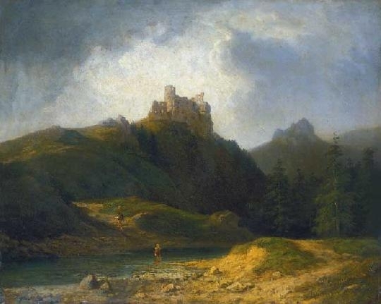 Ligeti Antal (1823-1890) Castle on the hill-top