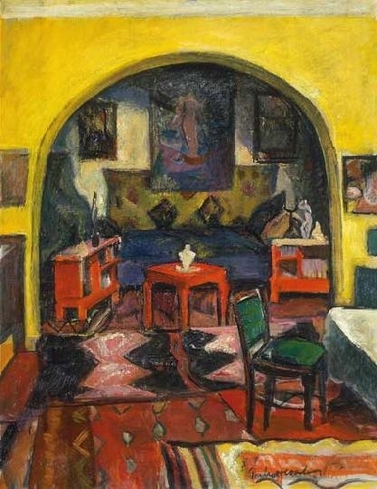 Perlrott-Csaba Vilmos (1880-1955) Sárga szoba, 1910 körül