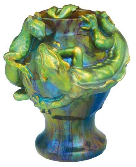 Zsolnay Vase with basilisks, Zsolnay, 1898-1900, restored