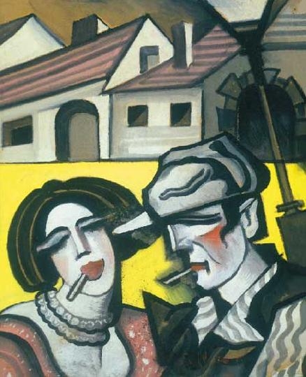 Scheiber Hugó (1873-1950) Cigarettázó pár