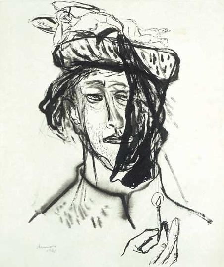 Ámos Imre (1907-1944) Self-portrait with angel, 1941