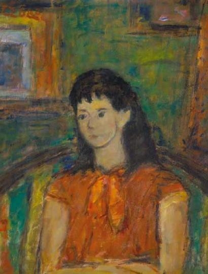 Czóbel Béla (1883-1976) Pirosruhás hölgy