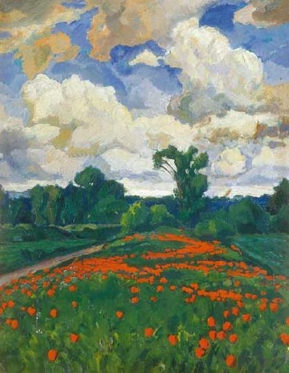 Balla Béla (1882-1965) Poppy field after the rain
