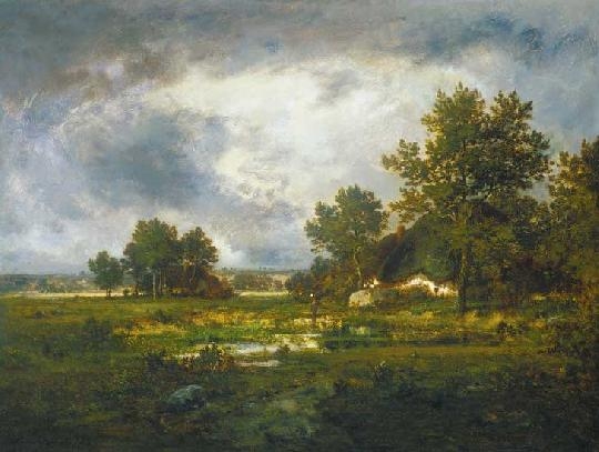 Richet, Léon (1847-1907) Landscape with houses, 1872