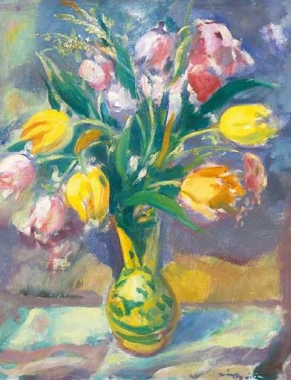 Márffy Ödön (1878-1959) Still life with tulips