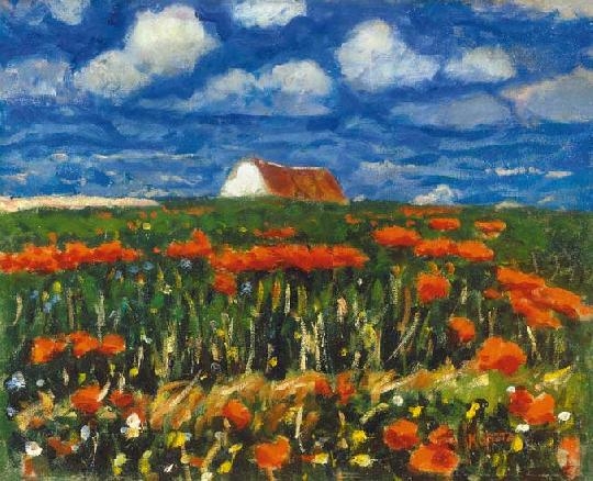 Koszta József (1861-1949) Landscape with poppies