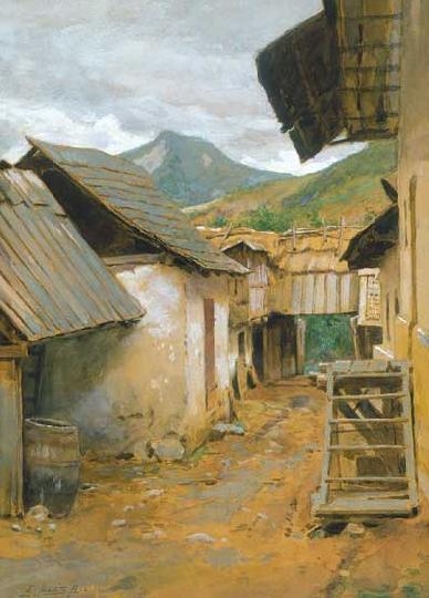 Edvi-Illés Aladár (1870-1958) Village courtyard