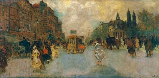 Berkes Antal (1874-1938) Street in Paris