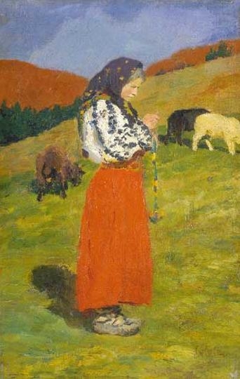 Glatz Oszkár (1872-1958) Herder girl, 1906