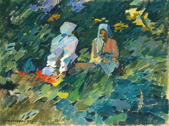 Nagy Oszkár (1883-1965) Fűben ülő lányok, 1939