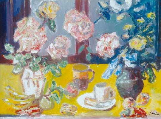 Schéner Mihály (1923-2009) Still life with roses, 2001