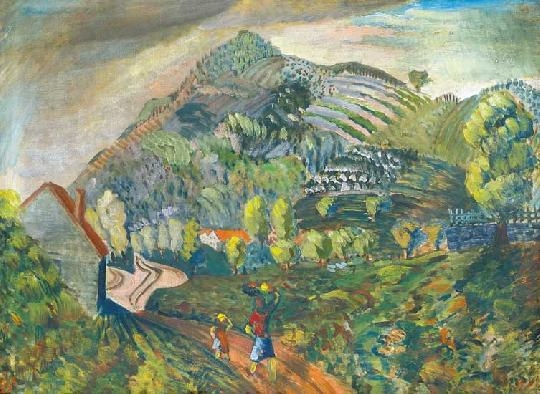 Klie Zoltán (1897-1992) Landscape with figures, 1935